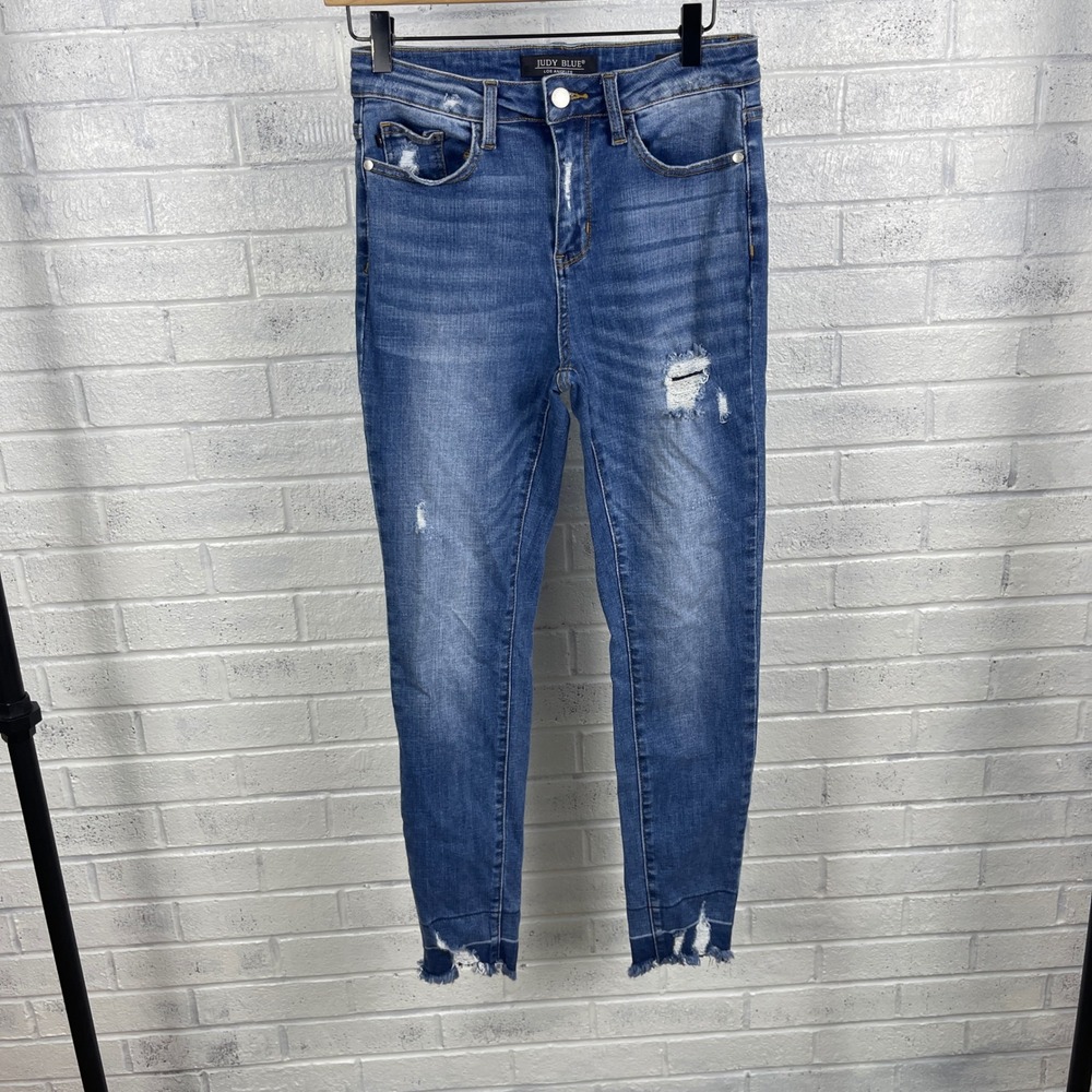 Judy‎ Blue Distressed Skinny Fit jeans Womens Size 7/28 Minimalist Grunge Casual